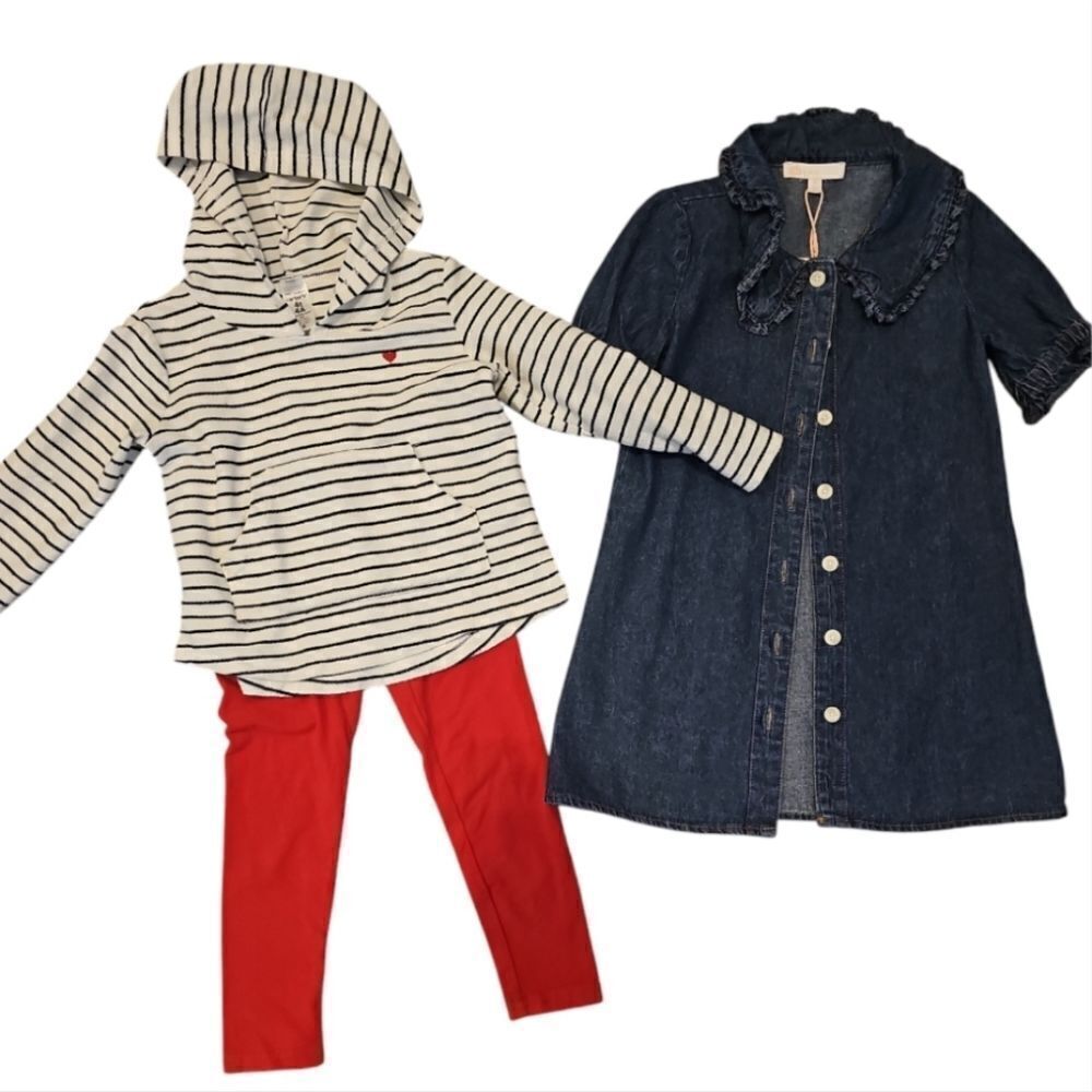 Chic Striped Hoodie with Denim Dress